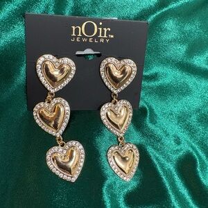 nOir Jewelry Gold and Silver Heart Drop Earrings